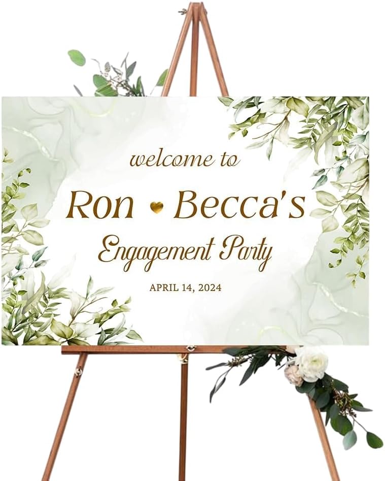 Personalized Custom Engagement Welcome Sign, Elegant Wedding Party Decor, Unique Engagement Decorations, Customizable Bridal Shower Sign, Rustic Event Display Board, Printed Photo Welcome Poster