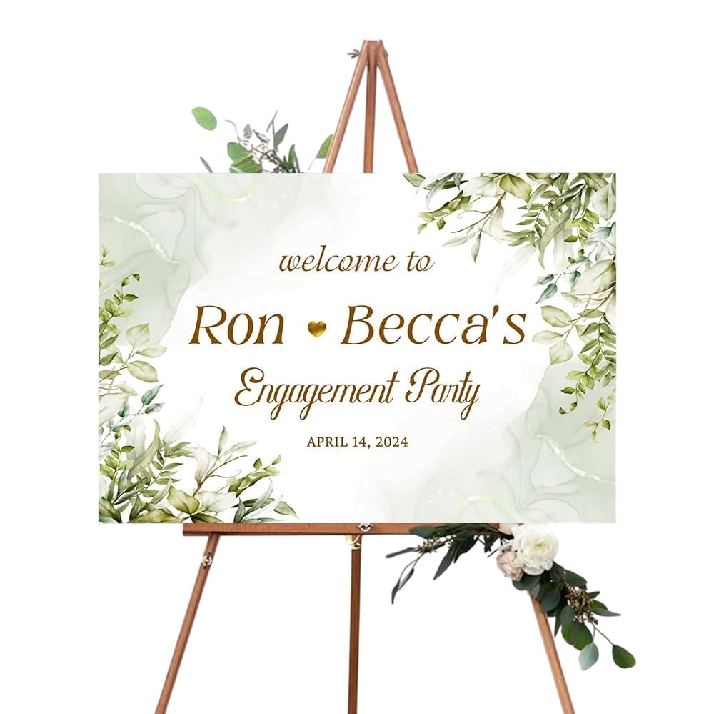 Personalized Custom Engagement Welcome Sign, Elegant Wedding Party Decor, Unique Engagement Decorations, Customizable Bridal Shower Sign, Rustic Event Display Board, Printed Photo Welcome Poster