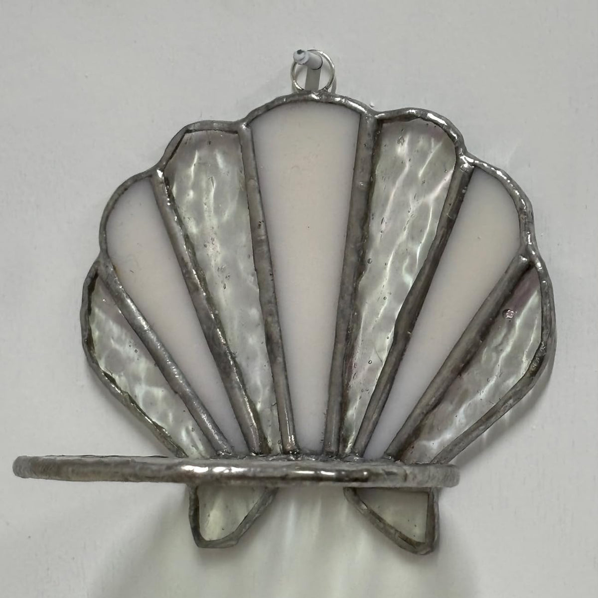 Handmade Stained Glass Seashell Candle Holder, Tiffany Style Glass Suncatcher Wall Sconce, Art Decorative Candlestick for Home Bathroom Living Room Beach House Ornament, Ideal Holiday Birthday Gift