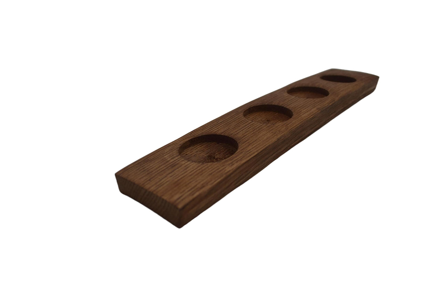 Personalized Handmade Bourbon, Scotch 4 Glass Whiskey Tasting Flight Board Made From a Kentucky Bourbon Barrel Stave (Golden Oak)(Glasses NOT included)