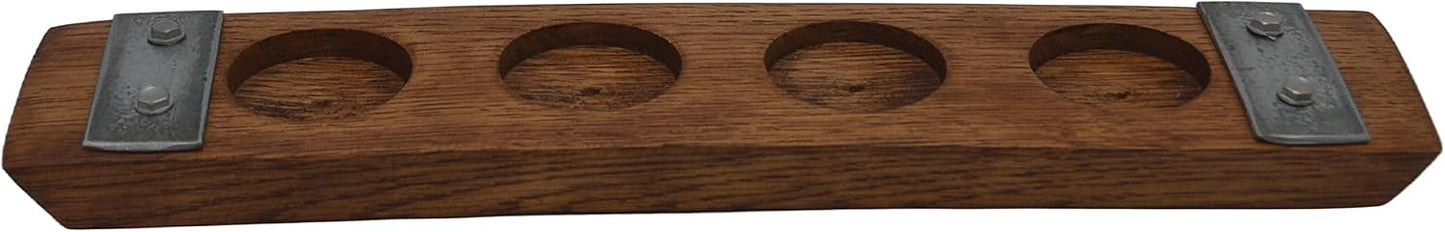 Personalized Laser EngravedWhiskey Glass Whiskey Flight Tasting Board Holder 3, 4 or 5 Made from a Kentucky Bourbon barrel stave (Glasses Not Included) (4 Glass, English Chestnut)