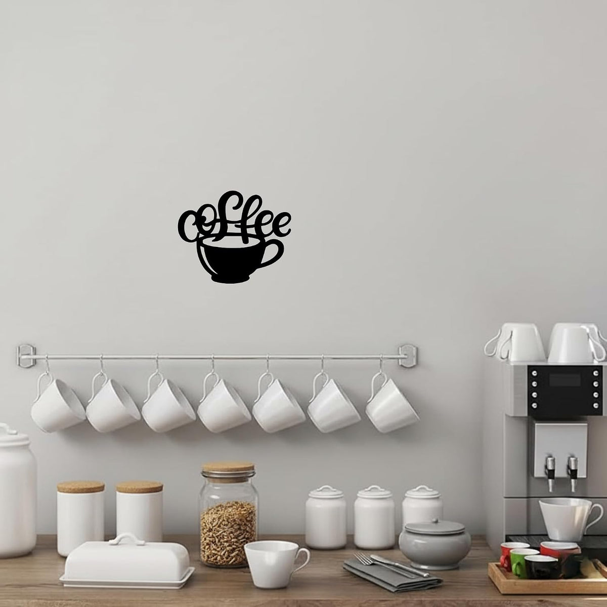 Coffee Cup Metal Wall Art for Kitchen Decor, Coffee Bar or Cafe Steel Sign