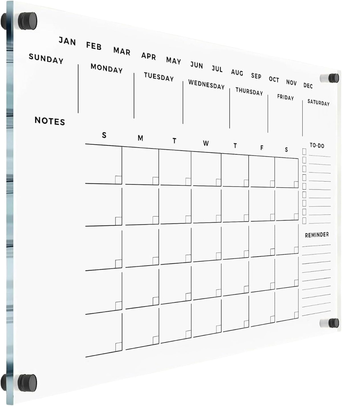 Weekly Premium Large Glass Calendar - Reusable Board for Office and Home - Dry Erase Board - Acrylic Wall Planner w Marker (40x28'' (XLarge))