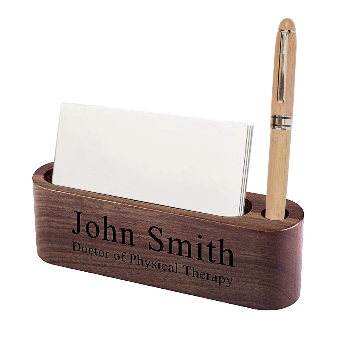 Personalized Wood Business Card Holder for Desk,Desk Name Plate Personalized,Name Plate for Desk,Business Card Holder Display for Desk (Dog)