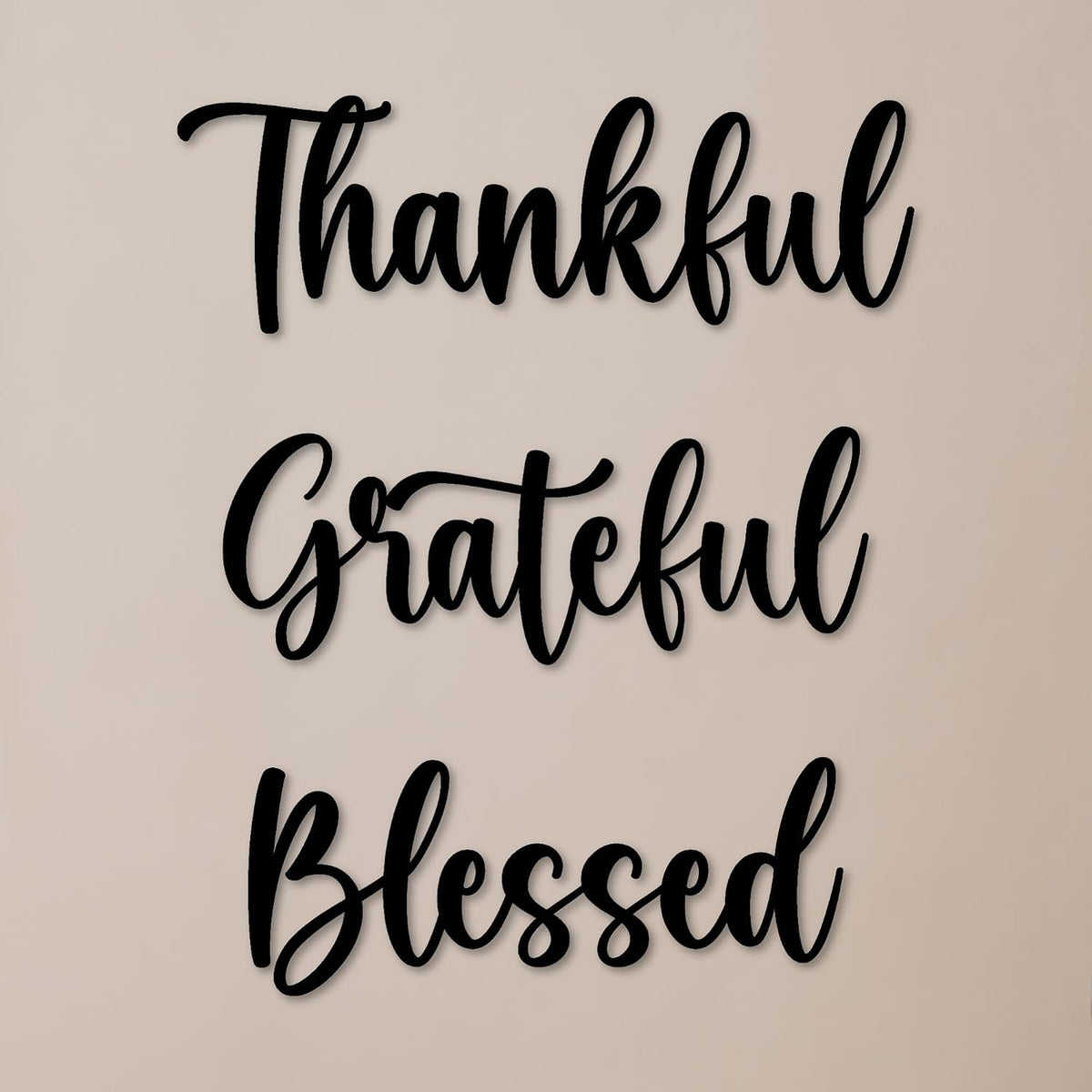 Thankful Grateful Blessed Metal Wall Art Sign | Set of 3 Black Motivational Inspirational Wall Decor | Rustic Farmhouse Home Decoration for Living Room Bedroom Kitchen | Durable Metal Plaques Gift