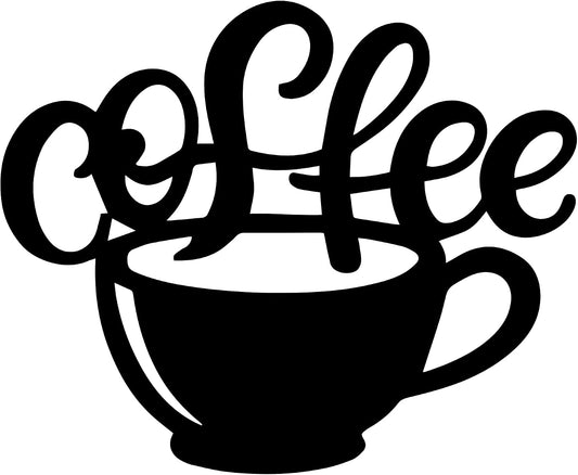 Coffee Cup Metal Wall Art for Kitchen Decor, Coffee Bar or Cafe Steel Sign