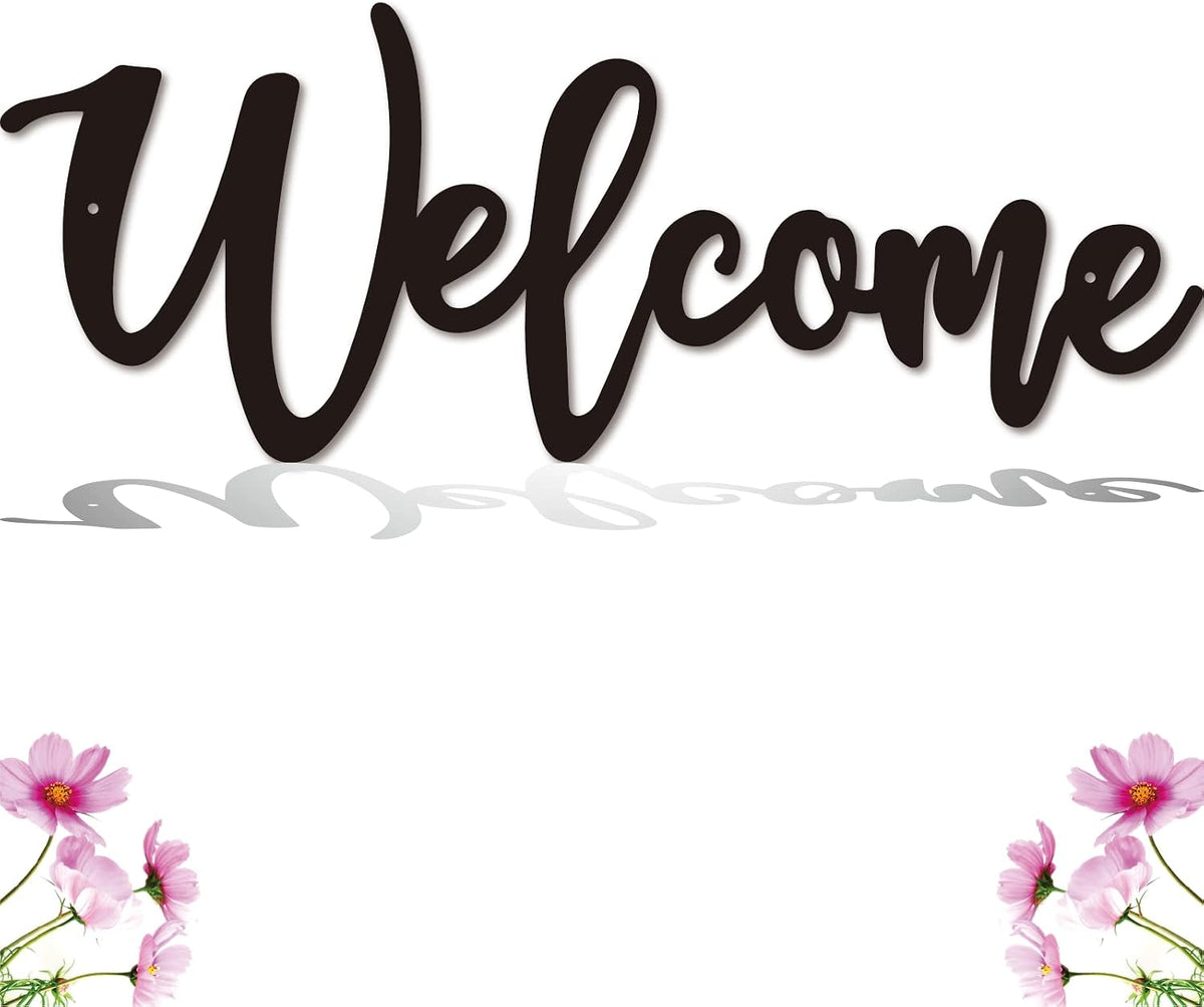 Welcome Metal Sign, Welcome Wall Decor,Welcome Signs Wall Art,Welcome Cutout Letters Hanging for Home, Office, Living Room Decor (14 inch, Black)