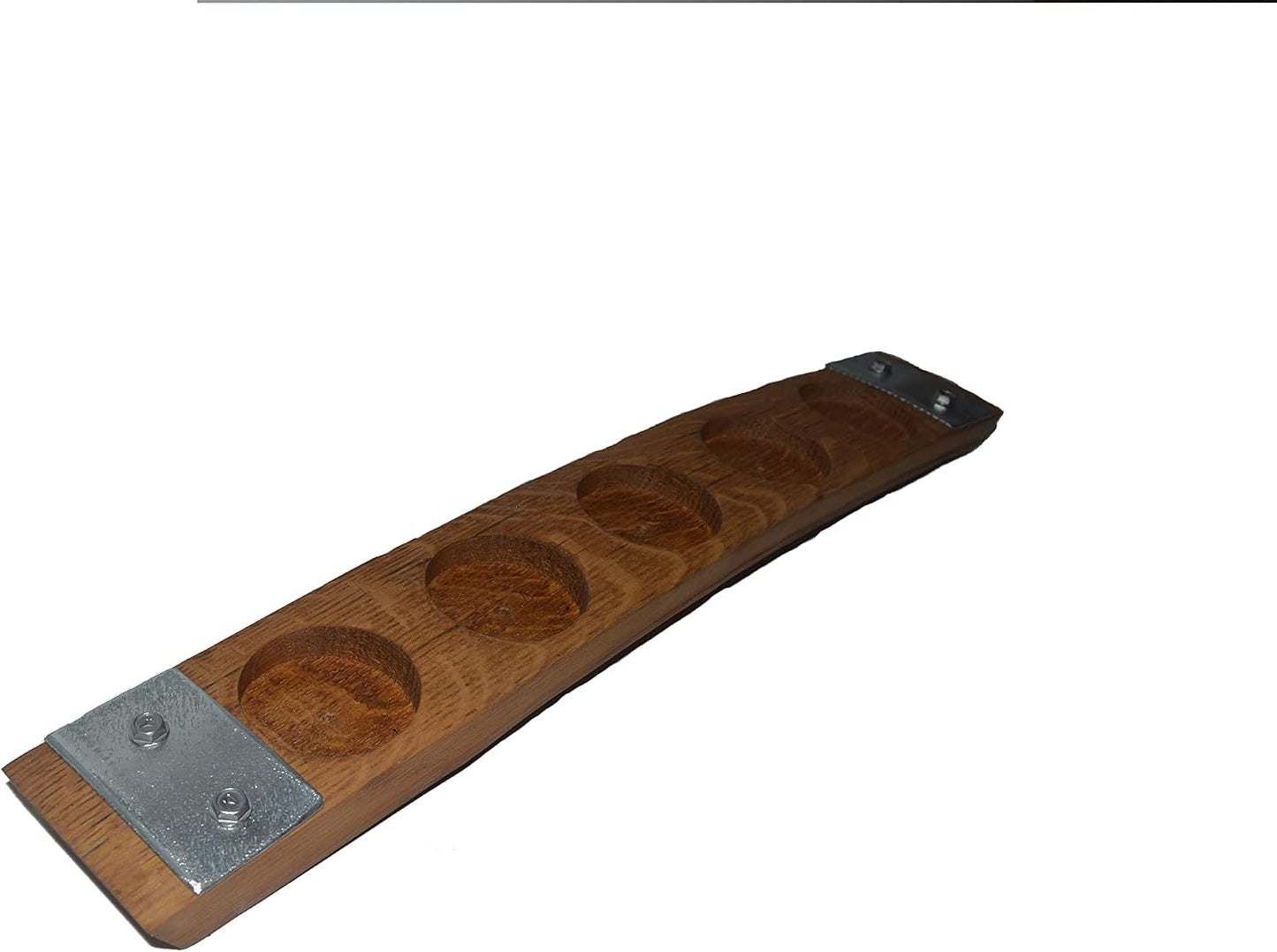 Personalized Laser Engraved Whiskey Glass Flight Tasting Board Holder 3, 4 or 5 Made from a Kentucky Bourbon barrel stave (Glasses Not Included) (5 Glass, Golden Oak)