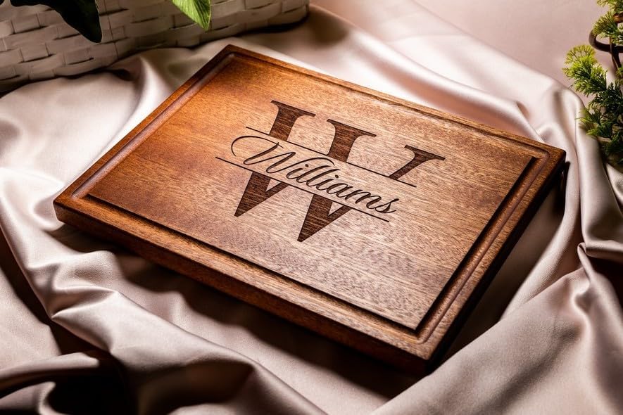 Personalized Cutting Board, Custom Wedding, Anniversary or Housewarming Gift Idea, Wood Engraved Charcuterie, for Friends and Family, Monogram Initial Design 004