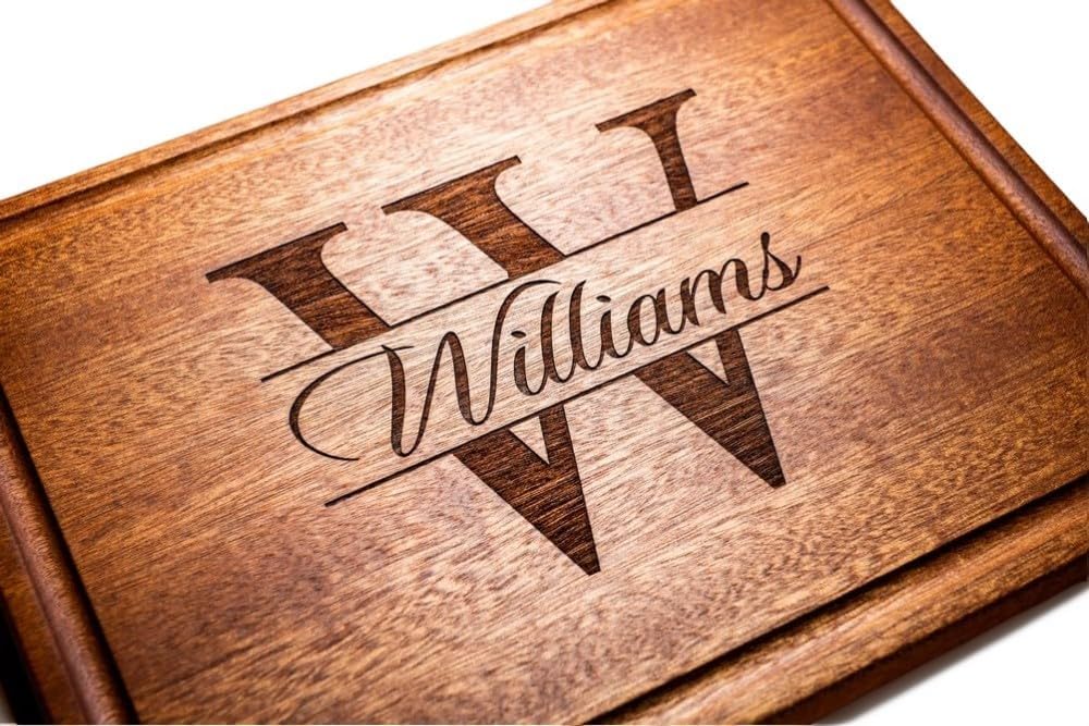 Personalized Cutting Board, Custom Wedding, Anniversary or Housewarming Gift Idea, Wood Engraved Charcuterie, for Friends and Family, Monogram Initial Design 004