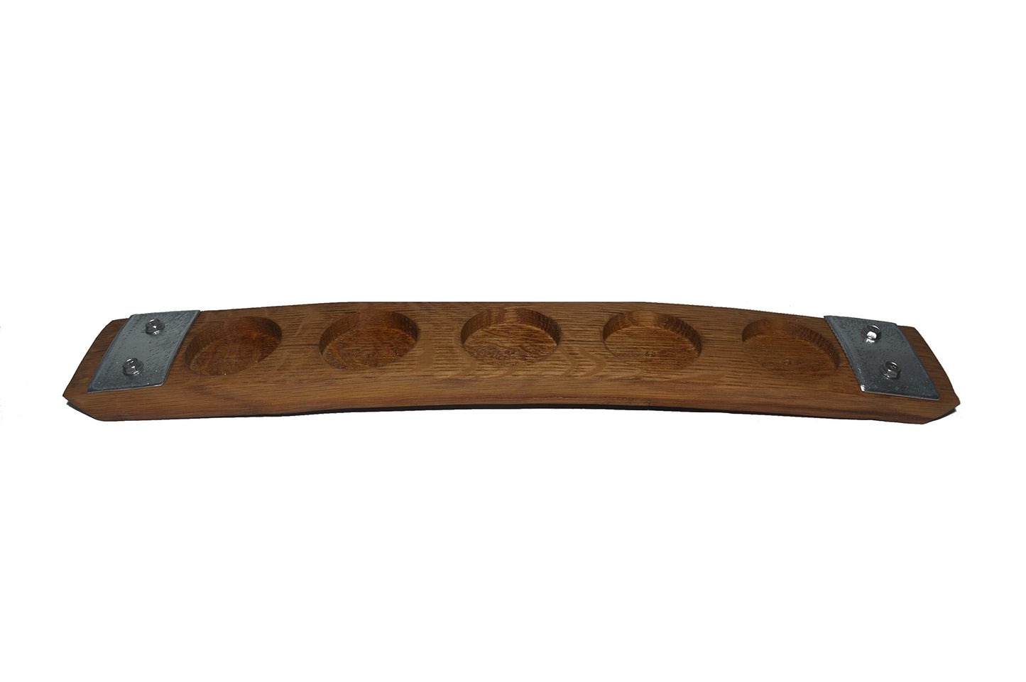 Personalized Laser Engraved Whiskey Glass Flight Tasting Board Holder 3, 4 or 5 Made from a Kentucky Bourbon barrel stave (Glasses Not Included) (5 Glass, English Chestnut)