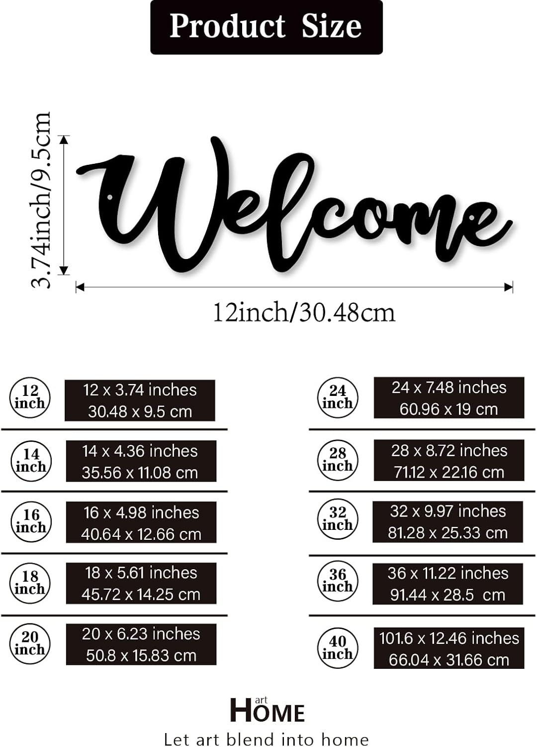 Welcome Metal Sign, Welcome Wall Decor,Welcome Signs Wall Art,Welcome Cutout Letters Hanging for Home, Office, Living Room Decor (14 inch, Black)