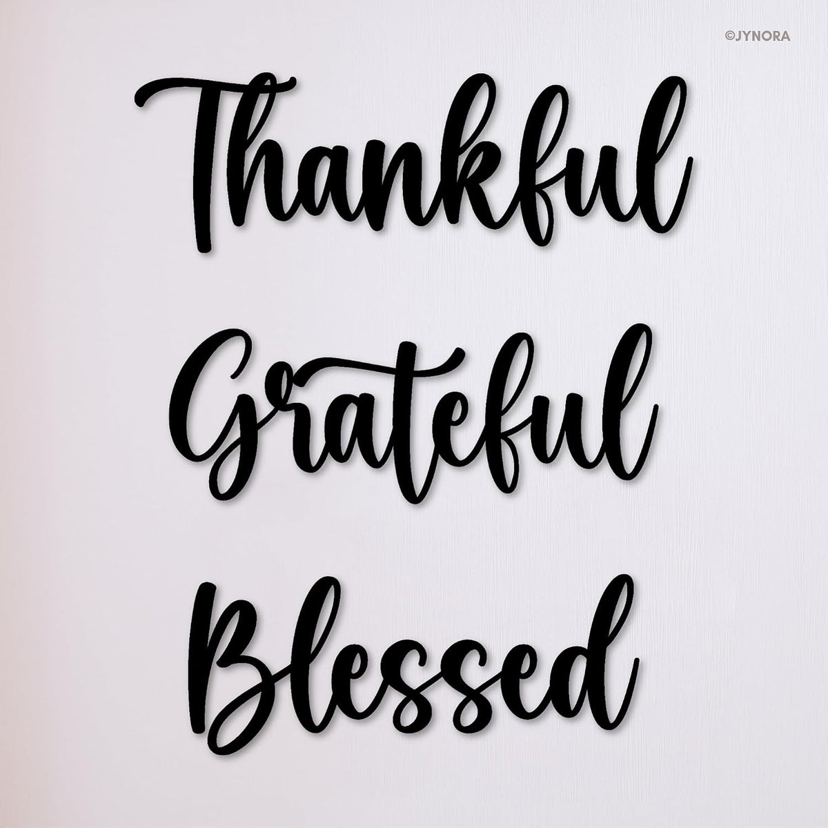 Thankful Grateful Blessed Metal Wall Art Sign | Set of 3 Black Motivational Inspirational Wall Decor | Rustic Farmhouse Home Decoration for Living Room Bedroom Kitchen | Durable Metal Plaques Gift
