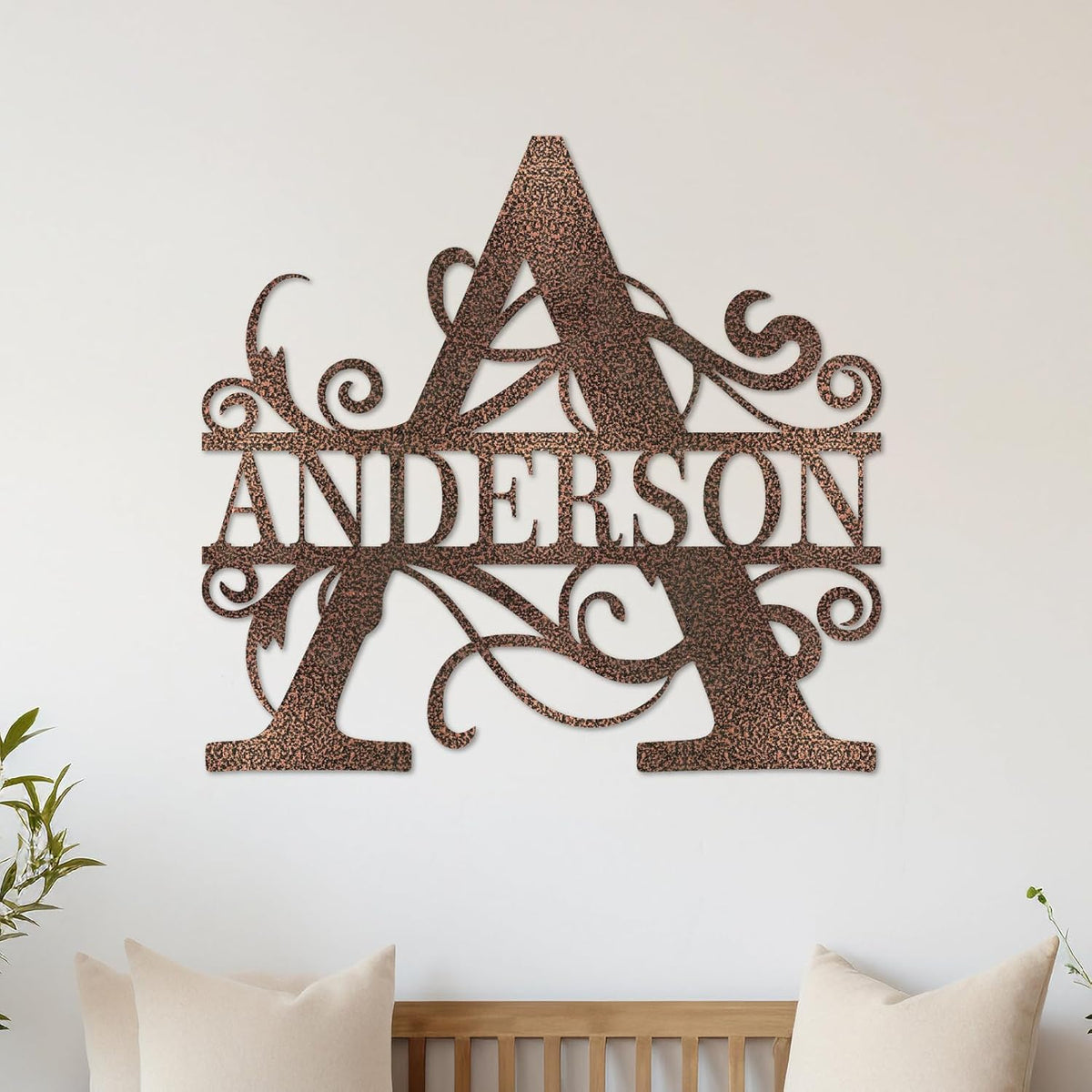 Custom Metal Name Sign | Split Letter Monogram | Outdoor Last Name Sign | Metal Wall Art, Personalized Wedding Gift, Outdoor Sign