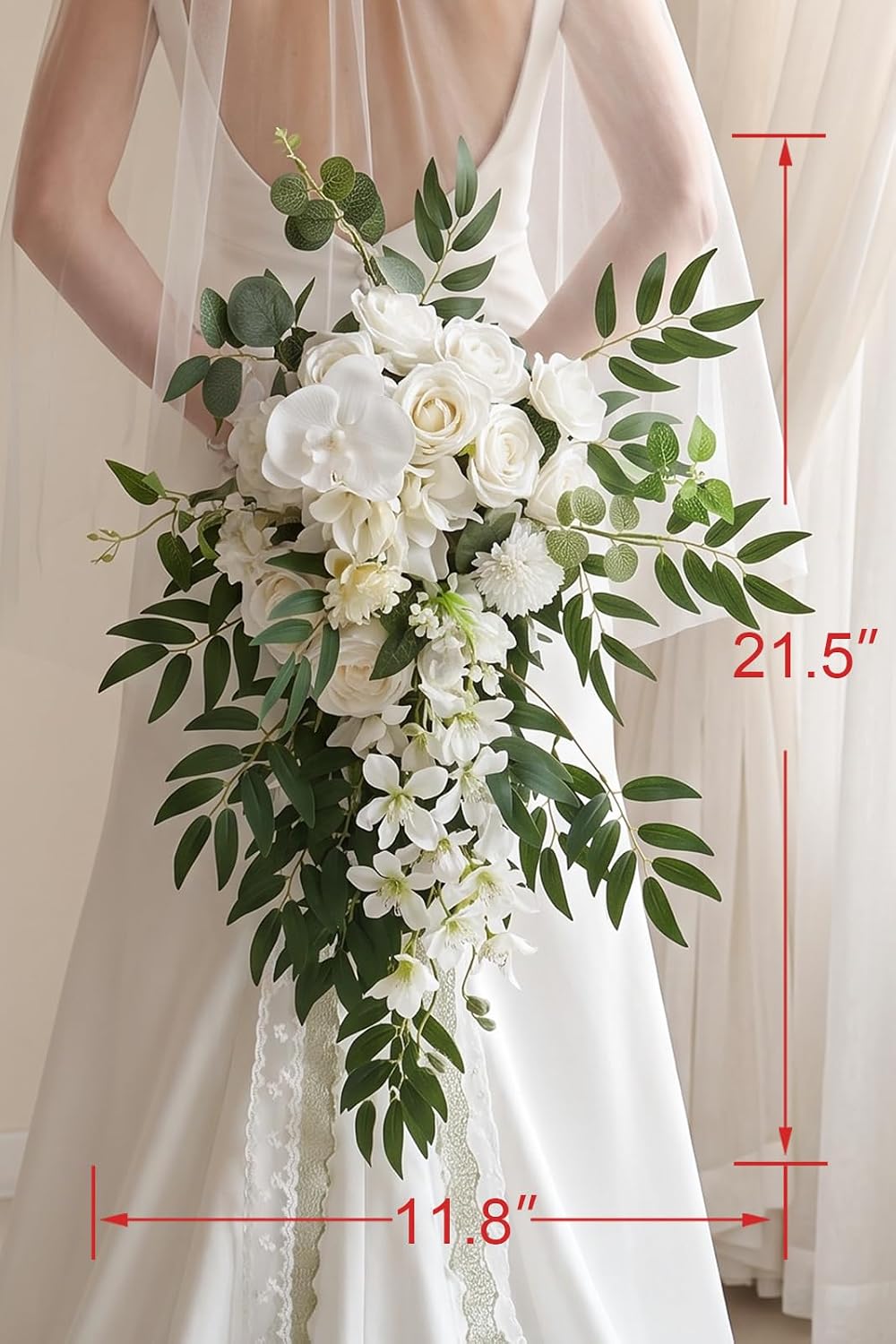 Lisuun Wedding Bouquet for Bride, Round Silk Bridal Flower Bouquet | For Ceremonies, Anniversaries, Bridal Photos and Vase Display After the Wedding