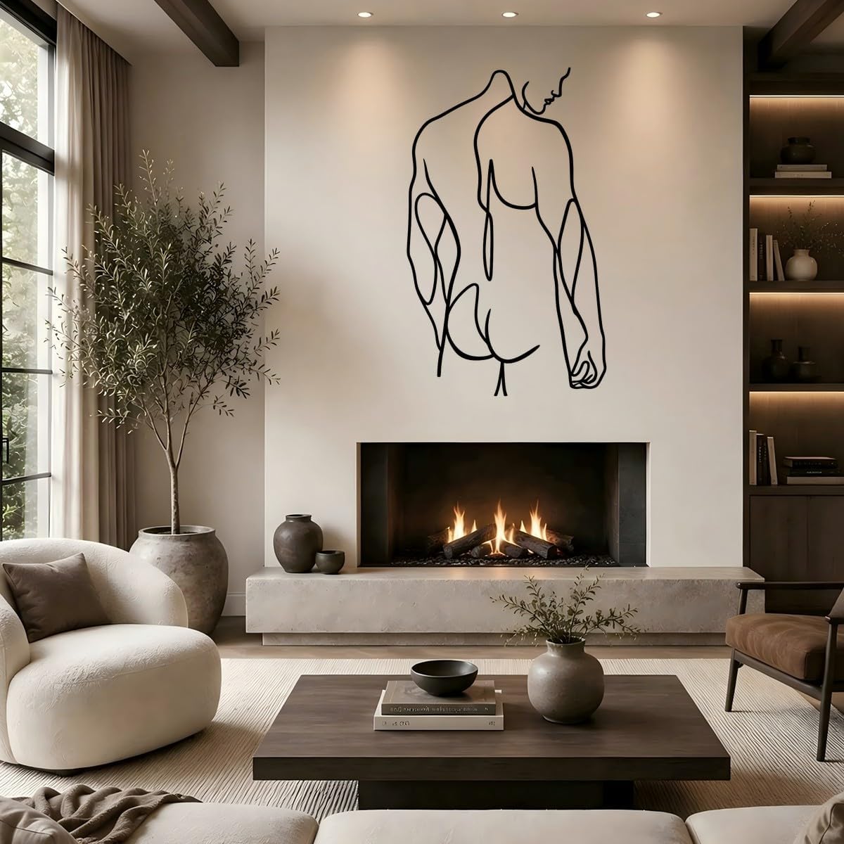 Male Body Nude Line Art Metal Wall Art, Black Wrought Iron Style Wall Decor, Living Room Bedroom Decor, Above Bed Decor, Unique Home Decor Gift (Black,12 inch)