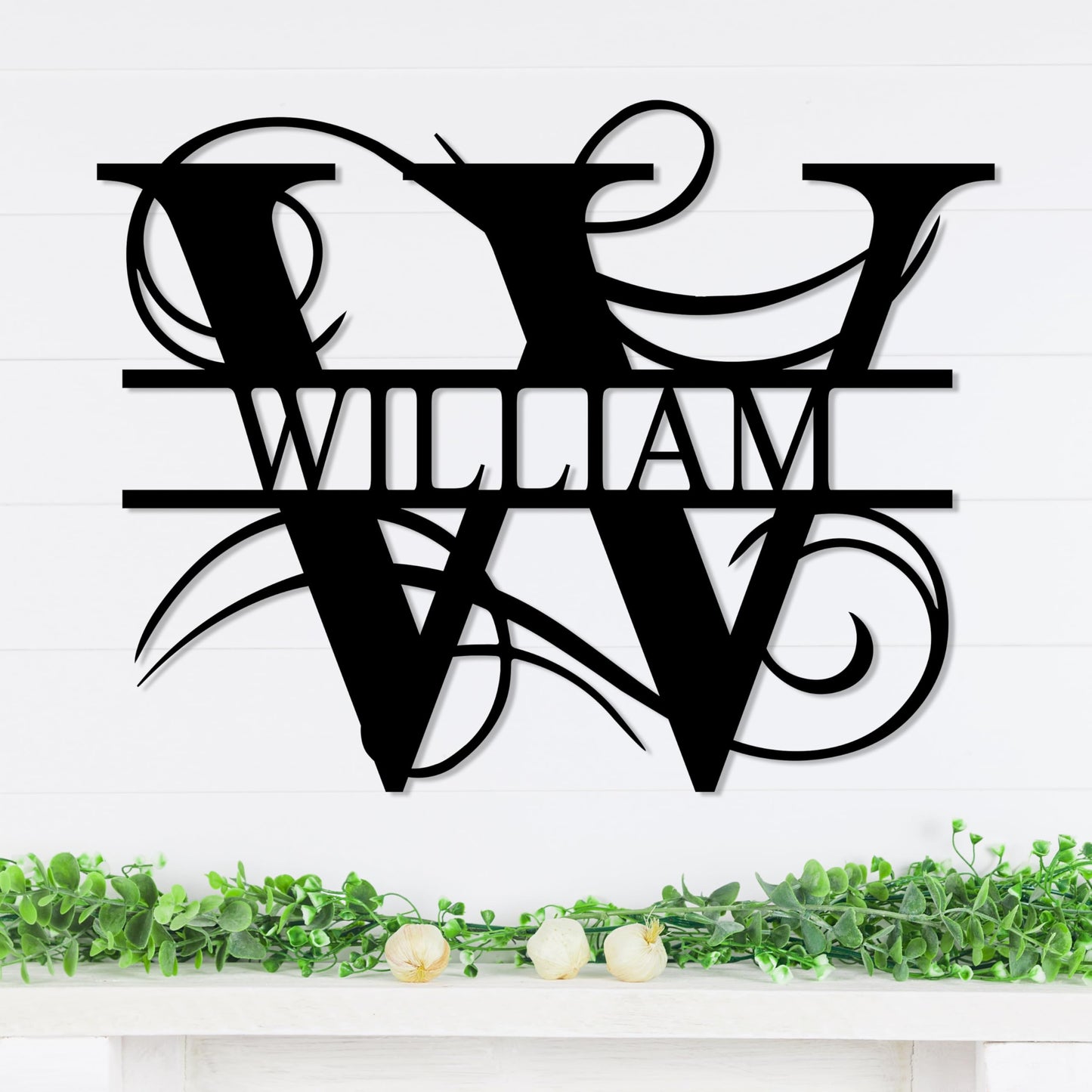 Personalized Metal Name Signs, Split Letter Monogram Wall Decor, Custom Last Name Sign, Family Name Sign for Outdoor, Personalized Wedding Gift, Garden Decor, Metal Wall Art, Housewarming Gift (MonogramDesign_8)