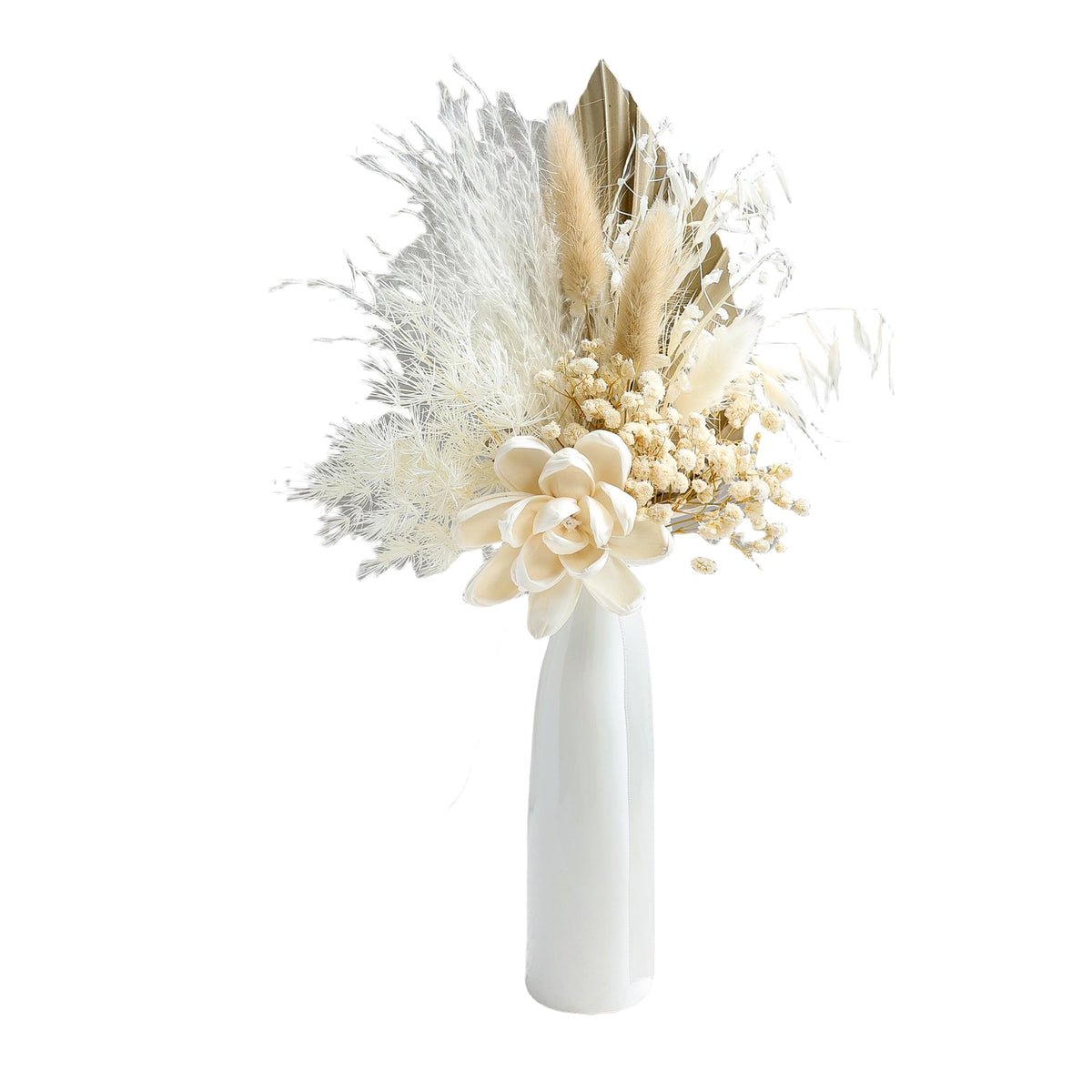 xin's convey Dried Flower Bouquet with Ceramic Vase, Pampas, Wedding Party Decoration, Farmhouse Decor, Wedding Table Centerpiece. (Green)