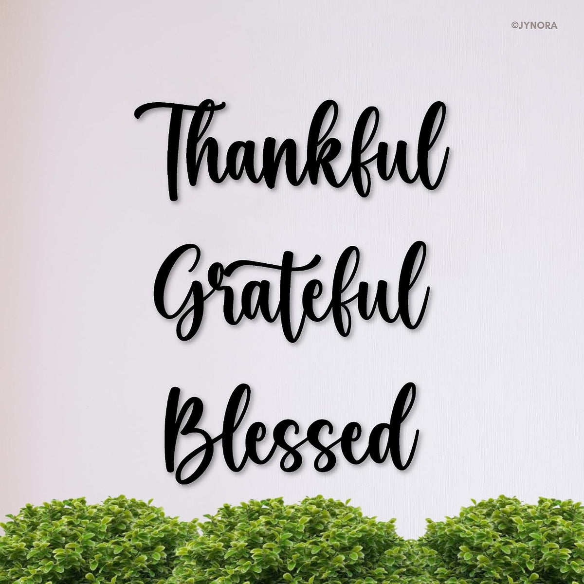Thankful Grateful Blessed Metal Wall Art Sign | Set of 3 Black Motivational Inspirational Wall Decor | Rustic Farmhouse Home Decoration for Living Room Bedroom Kitchen | Durable Metal Plaques Gift