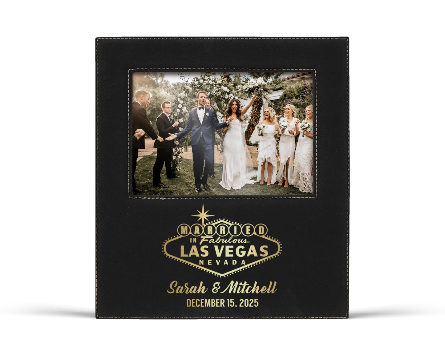 Alterd Industries Customized Picture Frames 8x10 with 4x6 Photo Display - Gift of Anniversary for Couples - Engagement Photo Display Frame with Names - Custom Photo Frame (Script - White/Black - 4x6)