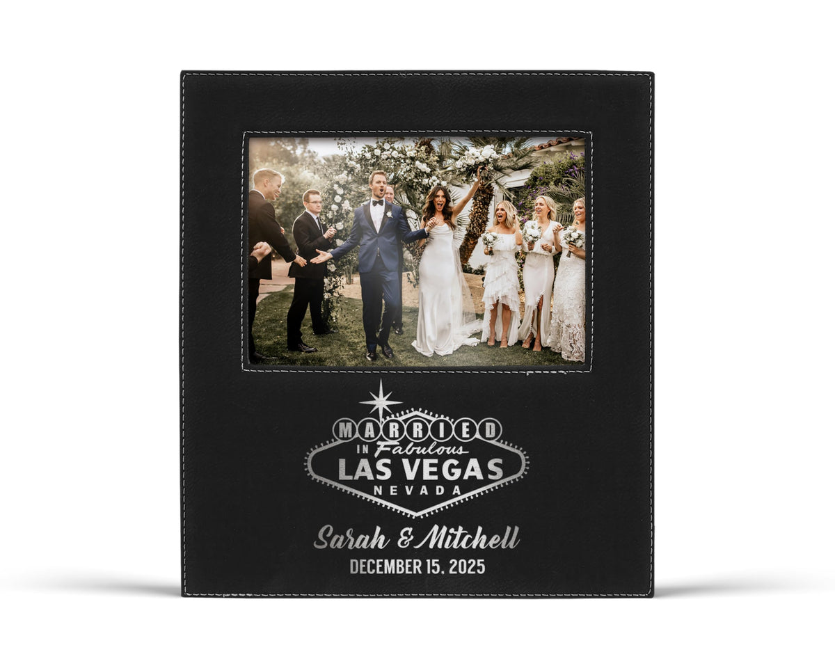 Alterd Industries Customized Picture Frames 8x10 with 4x6 Photo Display - Gift of Anniversary for Couples - Engagement Photo Display Frame with Names - Custom Photo Frame (Script - White/Black - 4x6)