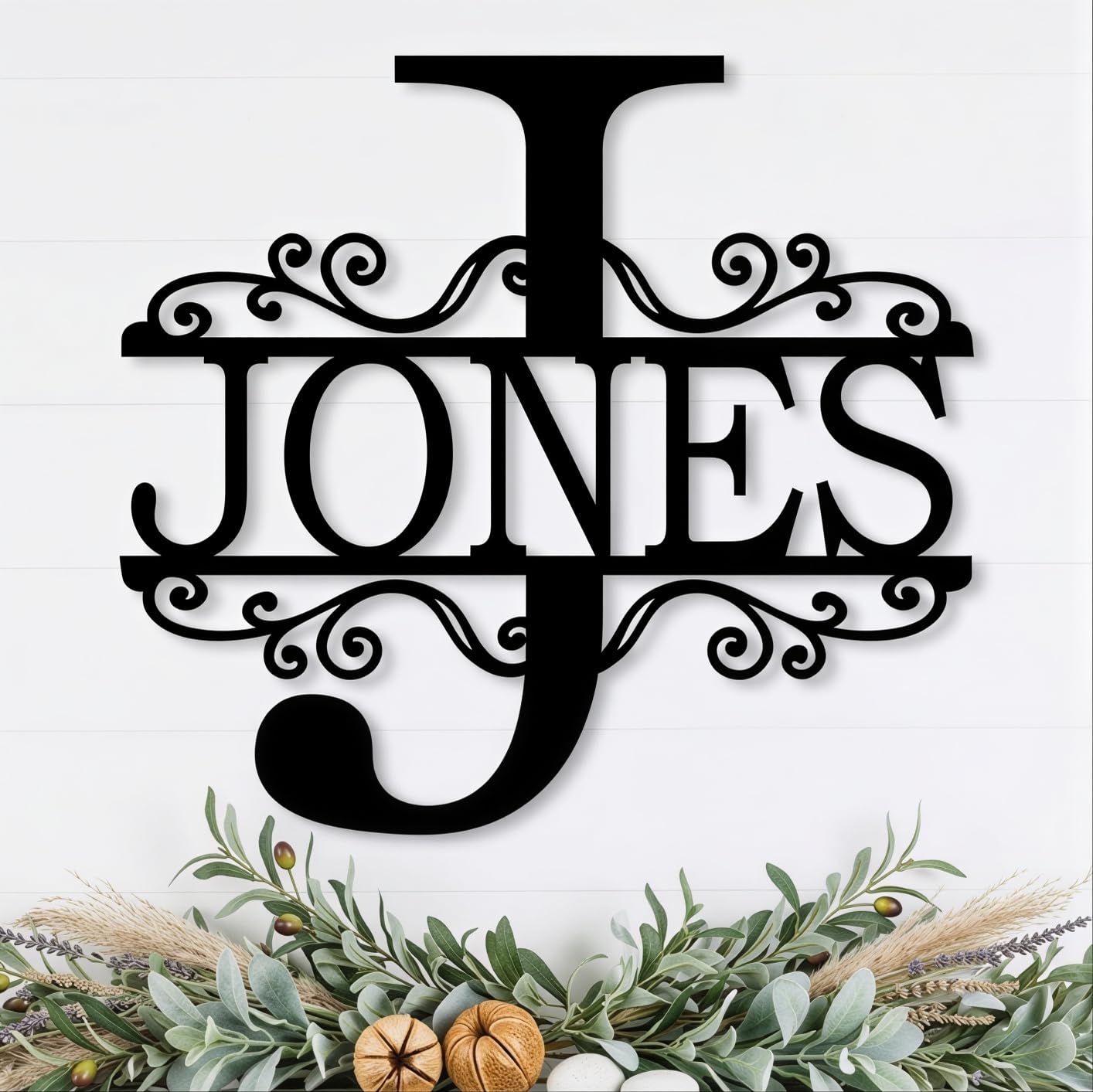 Personalized Metal Name Signs, Split Letter Monogram Wall Decor, Custom Last Name Sign, Family Name Sign for Outdoor, Personalized Wedding Gift, Garden Decor, Metal Wall Art, Housewarming Gift (MonogramDesign_8)