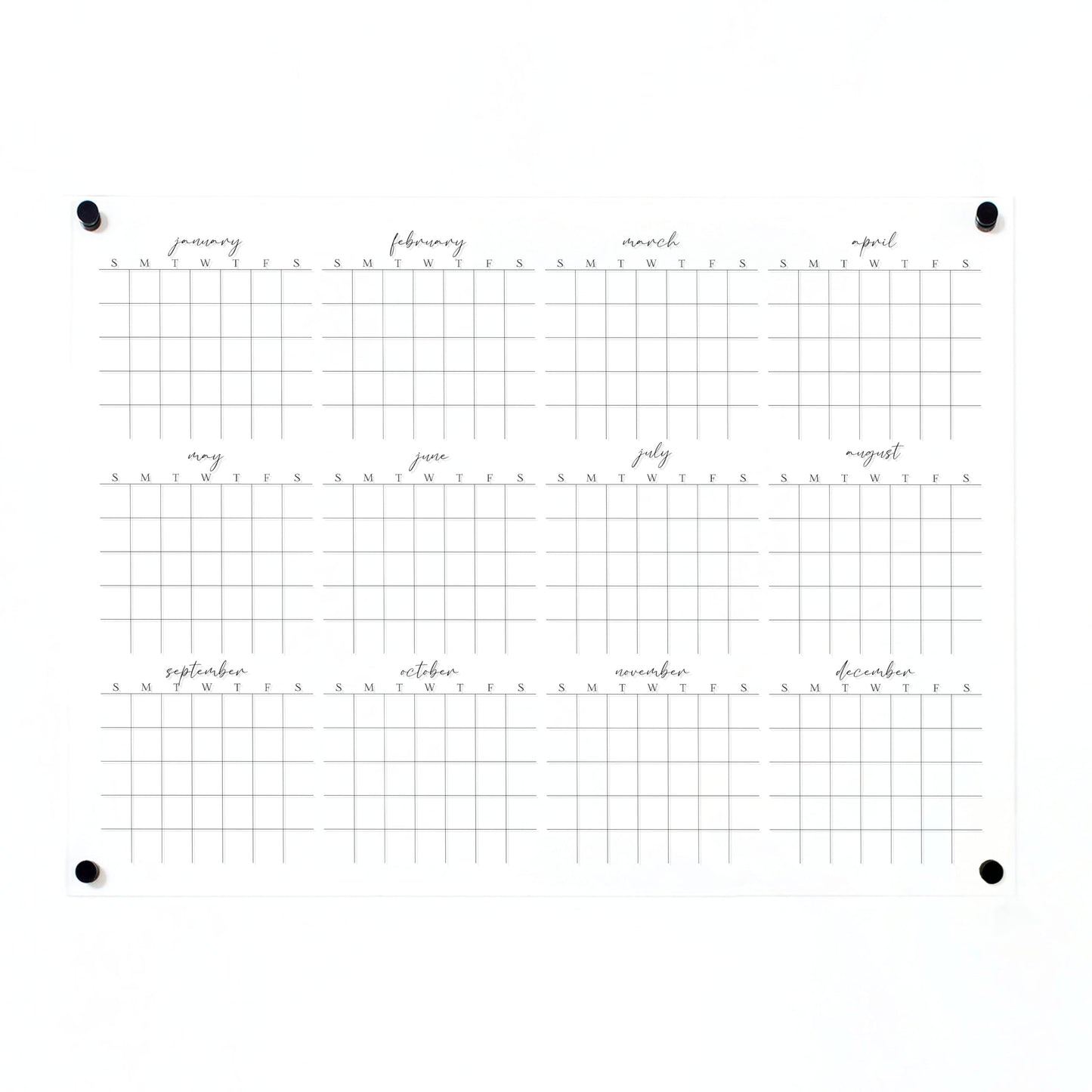 Full Year Wall Calendar, Yearly Wall Calendar 2025, Clear Wall Calendar, Acrylic Calendar, Dry Erase Calendar, Large 2025 Wall Calendar (Cursive, Champagne Gold, 31"x23" + 9"x23" slim board)