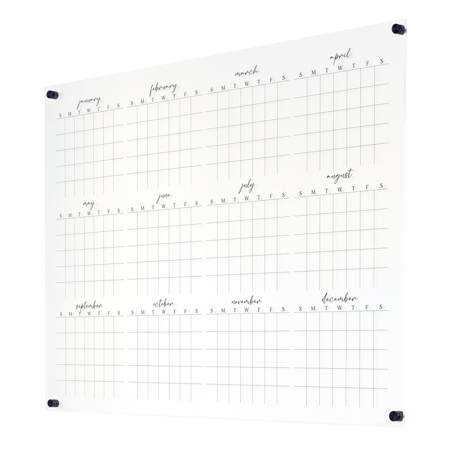 Full Year Wall Calendar, Yearly Wall Calendar 2025, Clear Wall Calendar, Acrylic Calendar, Dry Erase Calendar, Large 2025 Wall Calendar (Cursive, Champagne Gold, 31"x23" + 9"x23" slim board)