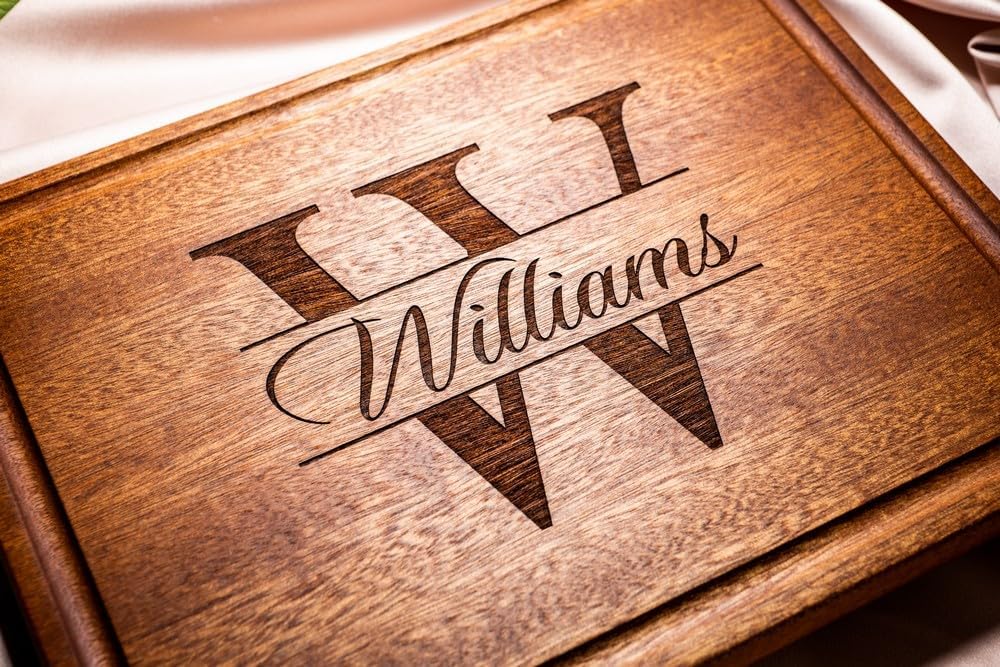 Personalized Cutting Board, Custom Wedding, Anniversary or Housewarming Gift Idea, Wood Engraved Charcuterie, for Friends and Family, Monogram Initial Design 004
