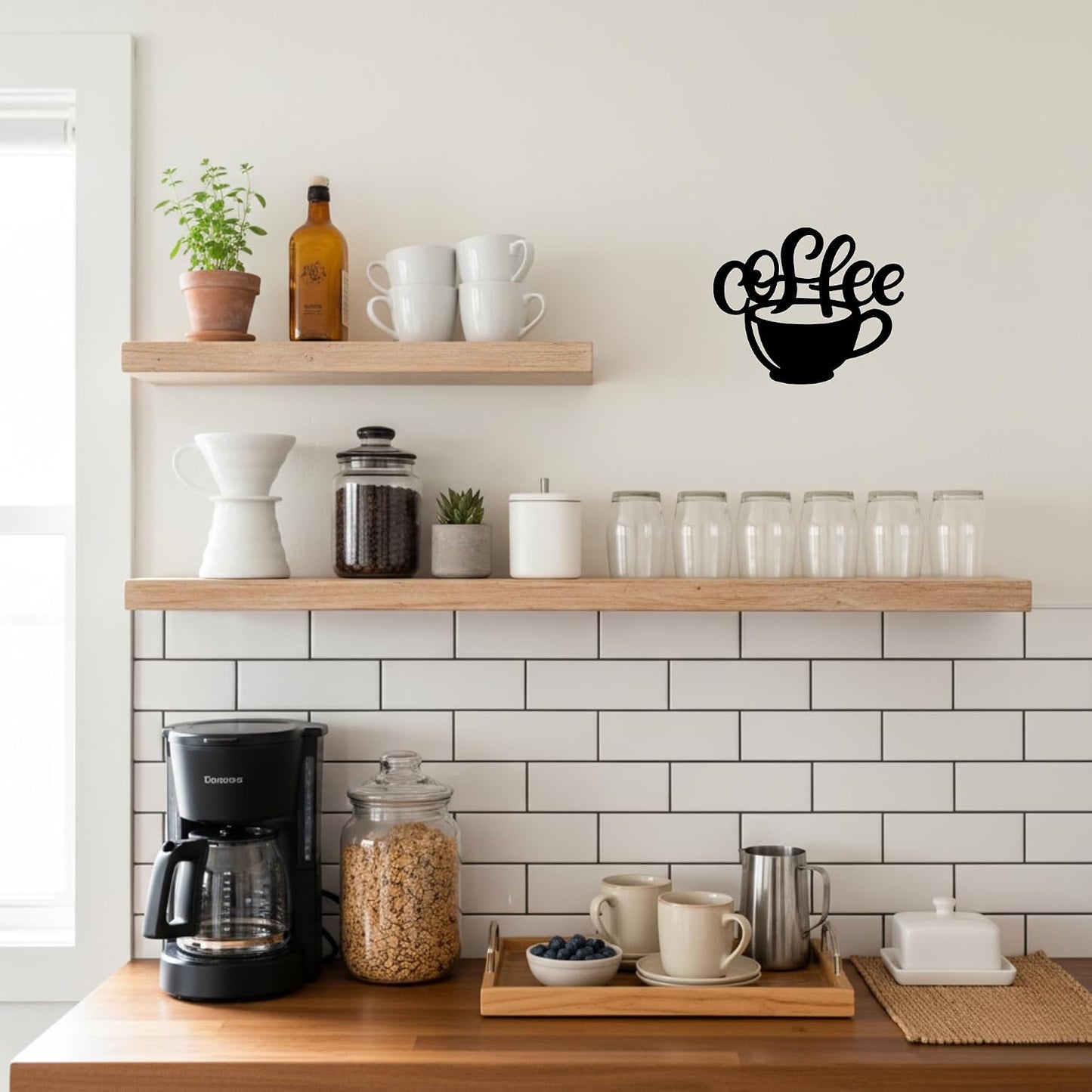 Coffee Cup Metal Wall Art for Kitchen Decor, Coffee Bar or Cafe Steel Sign