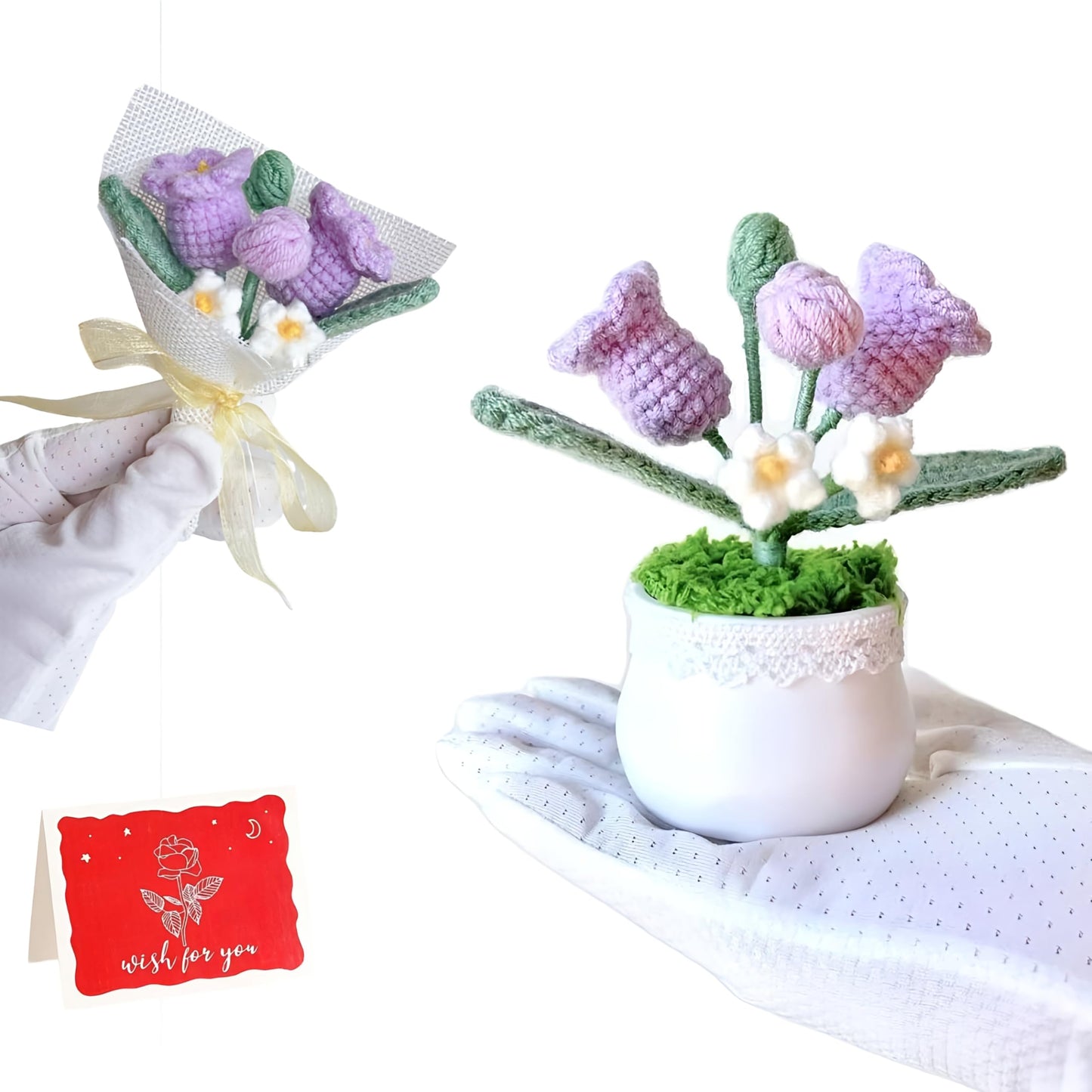 Mini White Daisy Artificial Flowers-Crochet Flower Centerpieces for Tables, DIY Crafts Picture Frames Small Welcome Work Gifts for Employee Teachers Friends Home Party Decor (White Daisy)