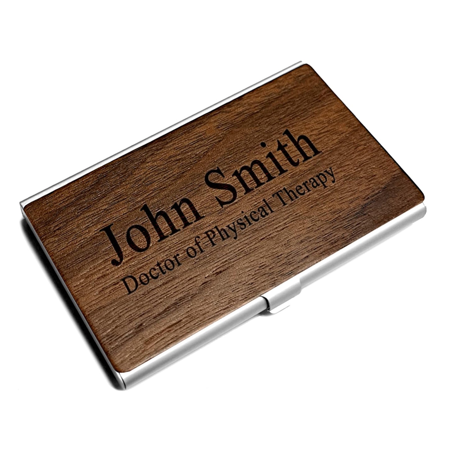 Personalized Wood Business Card Holder for Desk,Desk Name Plate Personalized,Name Plate for Desk,Business Card Holder Display for Desk (Dog)