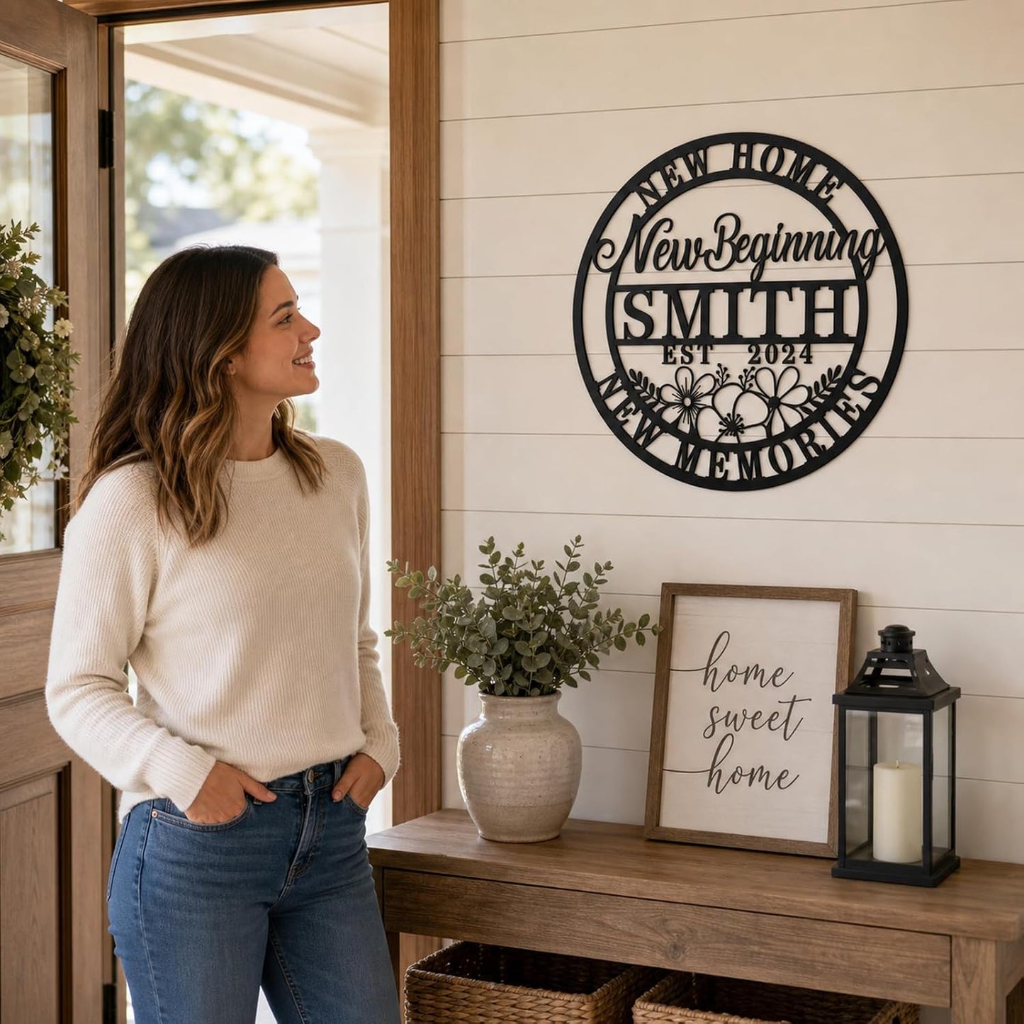Personalized Housewarming Gift 2026 | Custom Metal Wall Art Decor for New Home | Engraved Family Last Name Sign | Established Date Plaque | New Beginning, New Memories Farmhouse Sign