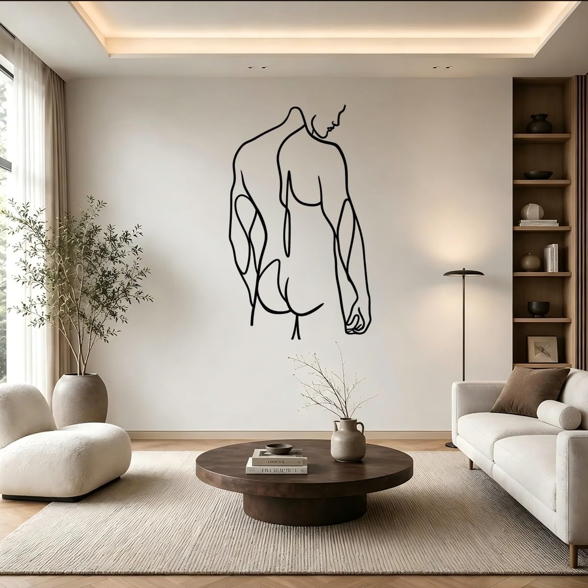 Male Body Nude Line Art Metal Wall Art, Black Wrought Iron Style Wall Decor, Living Room Bedroom Decor, Above Bed Decor, Unique Home Decor Gift (Black,12 inch)