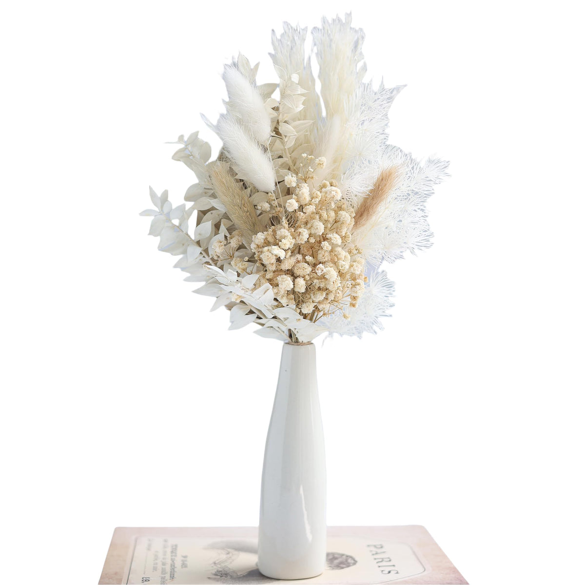 xin's convey Dried Flower Bouquet with Ceramic Vase, Pampas, Wedding Party Decoration, Farmhouse Decor, Wedding Table Centerpiece. (Green)