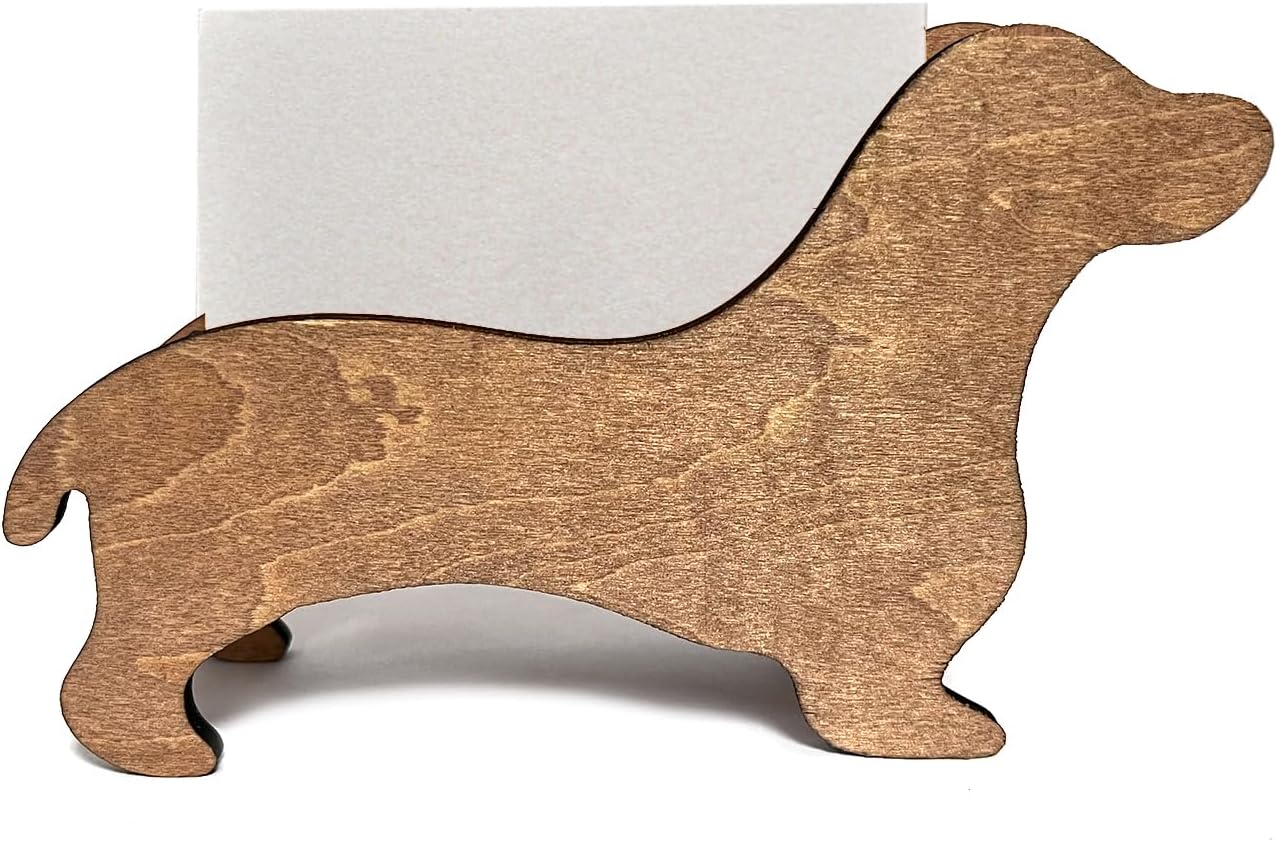 Personalized Wood Business Card Holder for Desk,Desk Name Plate Personalized,Name Plate for Desk,Business Card Holder Display for Desk (Dog)