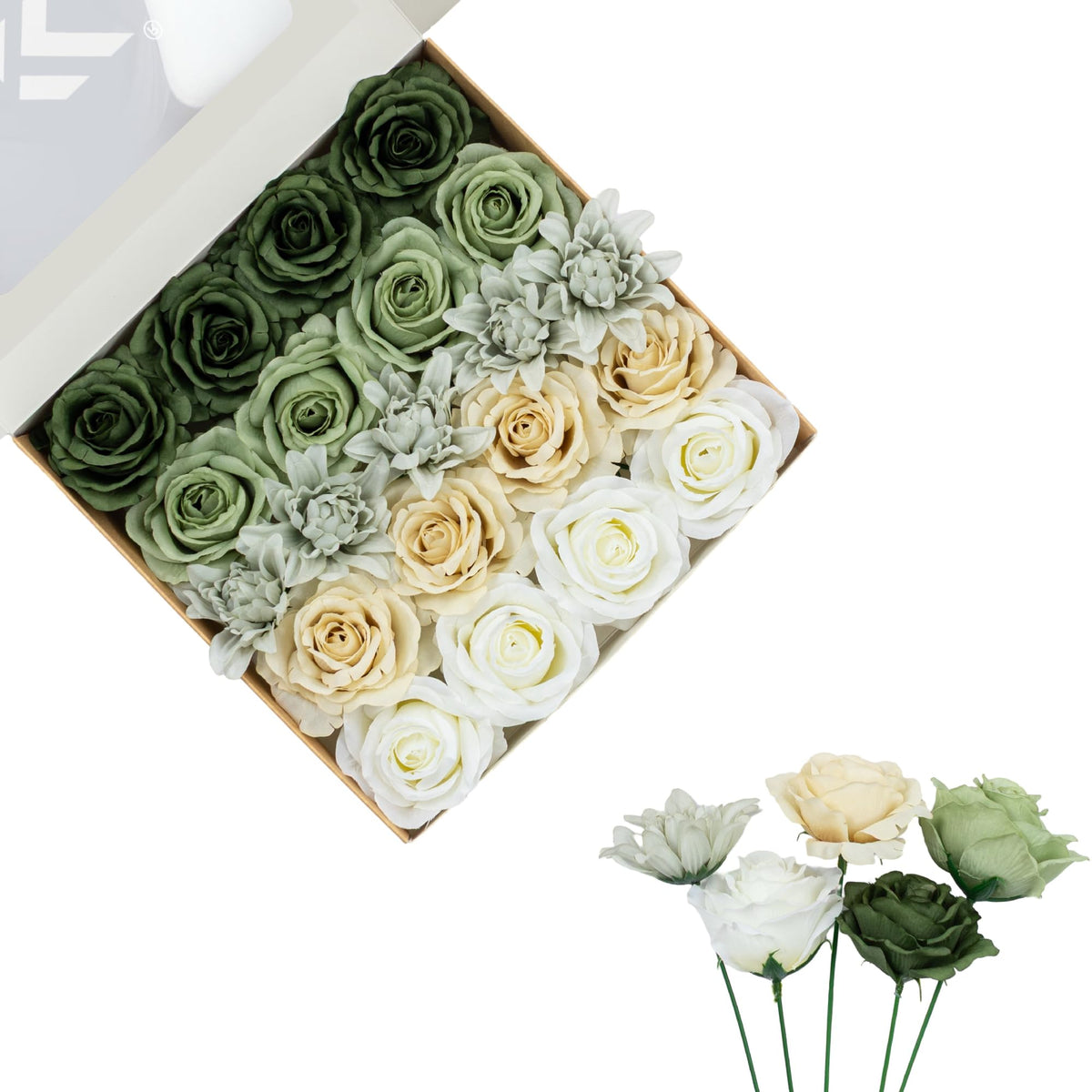 Artificial Flowers DIY Bouquet Combo Faux Rose for Home Decor | Burgundy Pink Champagne Faux Peony for Vase, Floral Arrangement, Centerpieces, Wedding, Party Decoration
