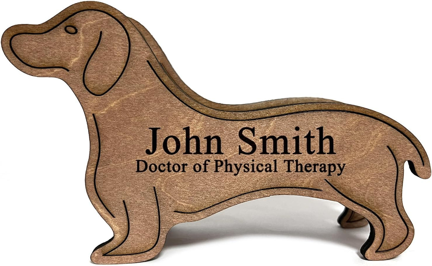 Personalized Wood Business Card Holder for Desk,Desk Name Plate Personalized,Name Plate for Desk,Business Card Holder Display for Desk (Dog)