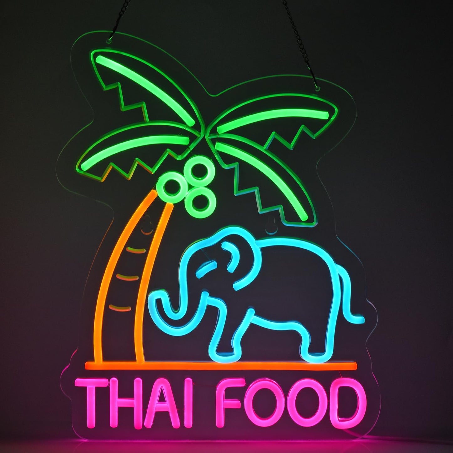 Thai Food Neon Sign for Wall Decor LED Light up Sign Home Kitchen Thailand Restaurant Business Signage Southeast Asian Food Shop 16.1" x 12.6" Led Art Hanging Decorative Gifts