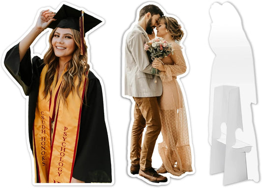 Custom Cardboard Cutout, Personalized Poster Display Stand, Anniversary Photo Table Centerpiece Party Supplies - Perfect for Wedding, Graduation, Birthday
