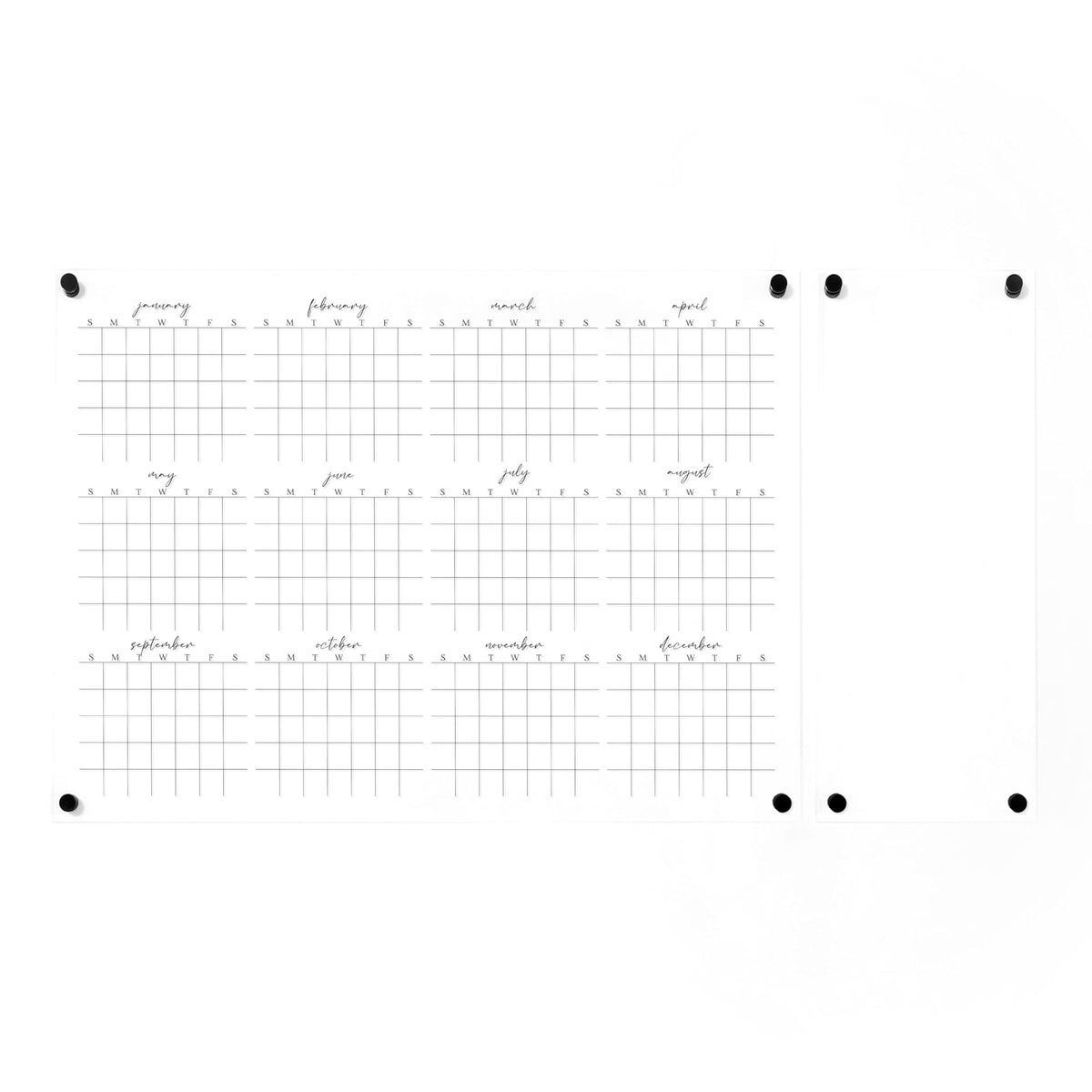 Full Year Wall Calendar, Yearly Wall Calendar 2025, Clear Wall Calendar, Acrylic Calendar, Dry Erase Calendar, Large 2025 Wall Calendar (Cursive, Champagne Gold, 31"x23" + 9"x23" slim board)