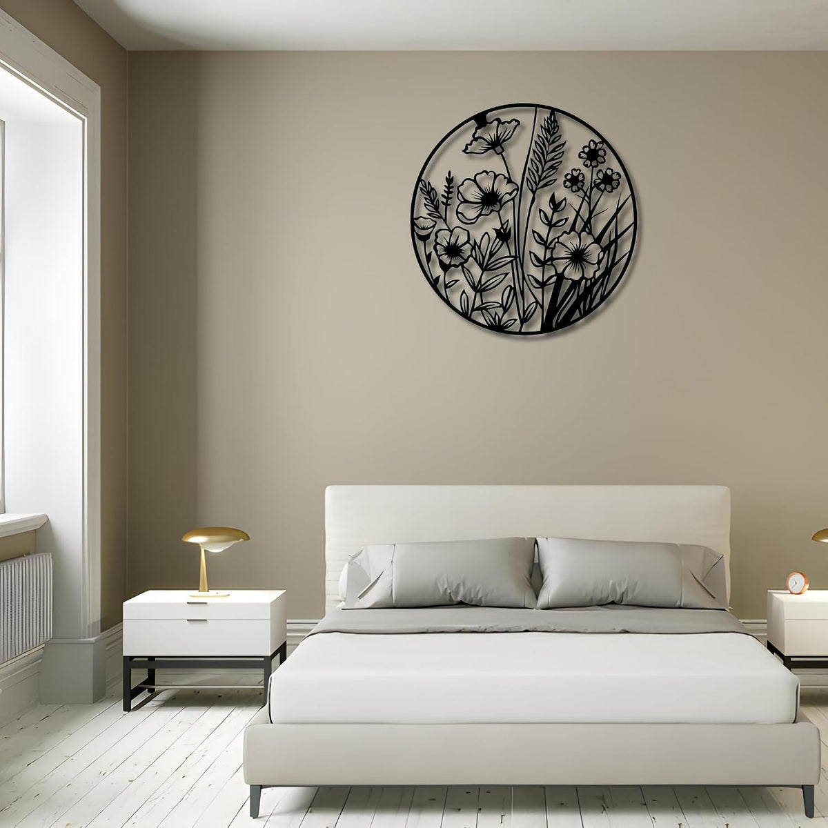 Metal Wall Decor | 27'' x 27'' x 0.05'' Flowers Themed Metal Wall Art | Handmade Indoor and Outdoor Wall Decorations