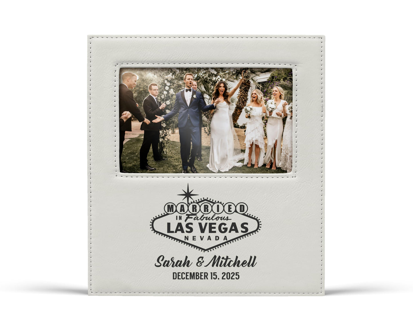 Alterd Industries Customized Picture Frames 8x10 with 4x6 Photo Display - Gift of Anniversary for Couples - Engagement Photo Display Frame with Names - Custom Photo Frame (Script - White/Black - 4x6)