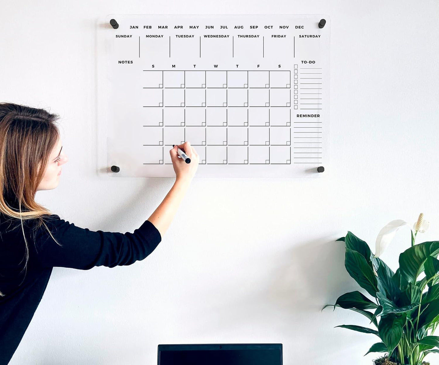 Weekly Premium Large Glass Calendar - Reusable Board for Office and Home - Dry Erase Board - Acrylic Wall Planner w Marker (40x28'' (XLarge))