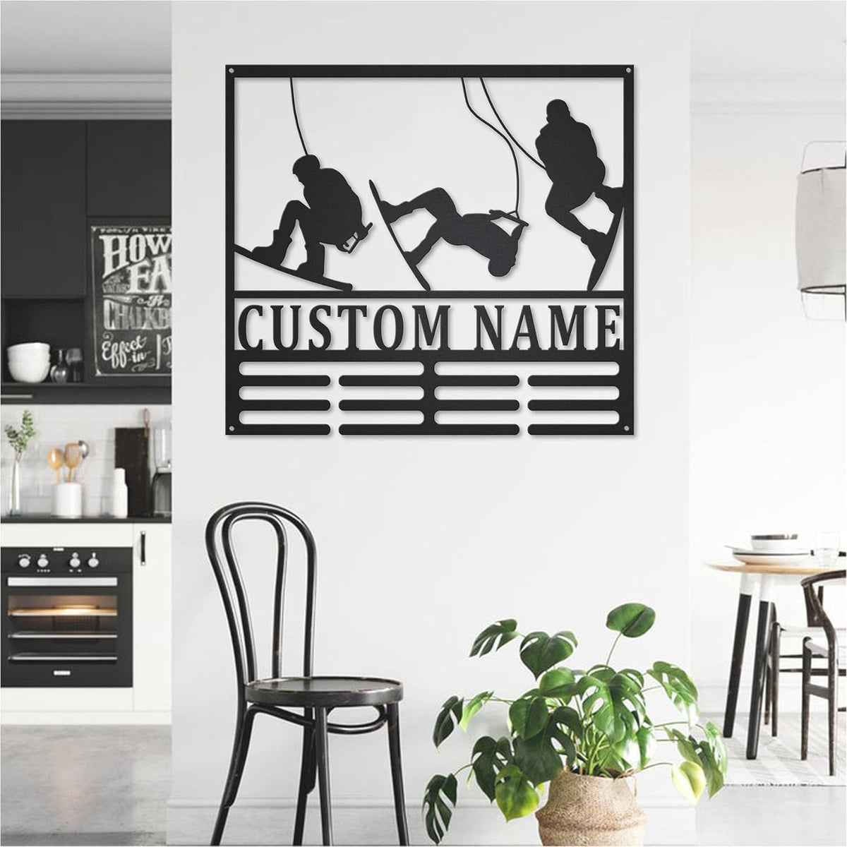 TIZE Metal Sign Custom Name-Custom Wakeboard Medal Holder LED Light, Personalized Wakeboard Player Name Medal Hanger, Wakeboard Medal Display Awards Sign, Wakeboard,16 color led light