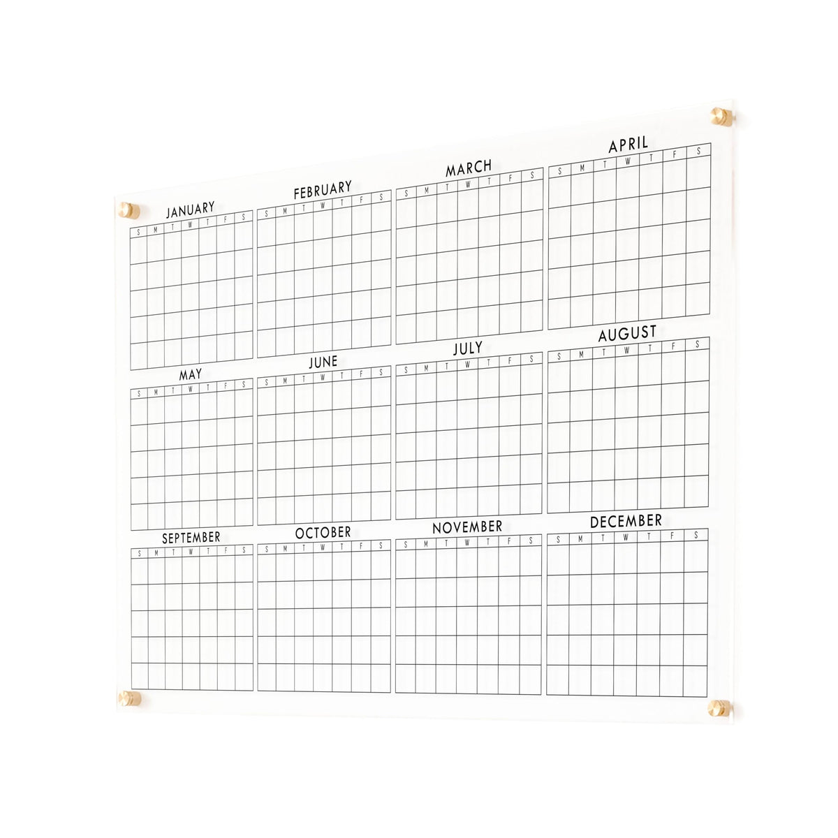 Full Year Wall Calendar, Yearly Wall Calendar 2025, Clear Wall Calendar, Acrylic Calendar, Dry Erase Calendar, Large 2025 Wall Calendar (Cursive, Champagne Gold, 31"x23" + 9"x23" slim board)