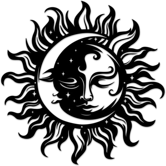 Magilab Personalized Sun & Moon Iron Wall Art - Black Celestial Plaque for Home Decor, 8-12 Inch (8 inch)