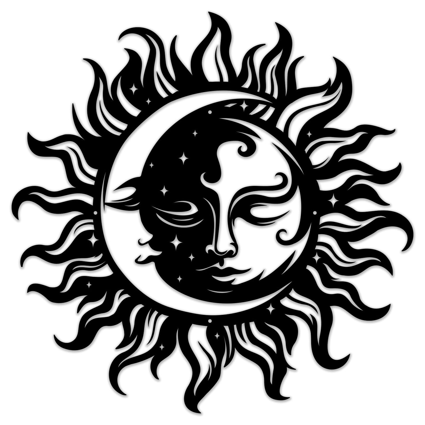 Magilab Personalized Sun & Moon Iron Wall Art - Black Celestial Plaque for Home Decor, 8-12 Inch (8 inch)