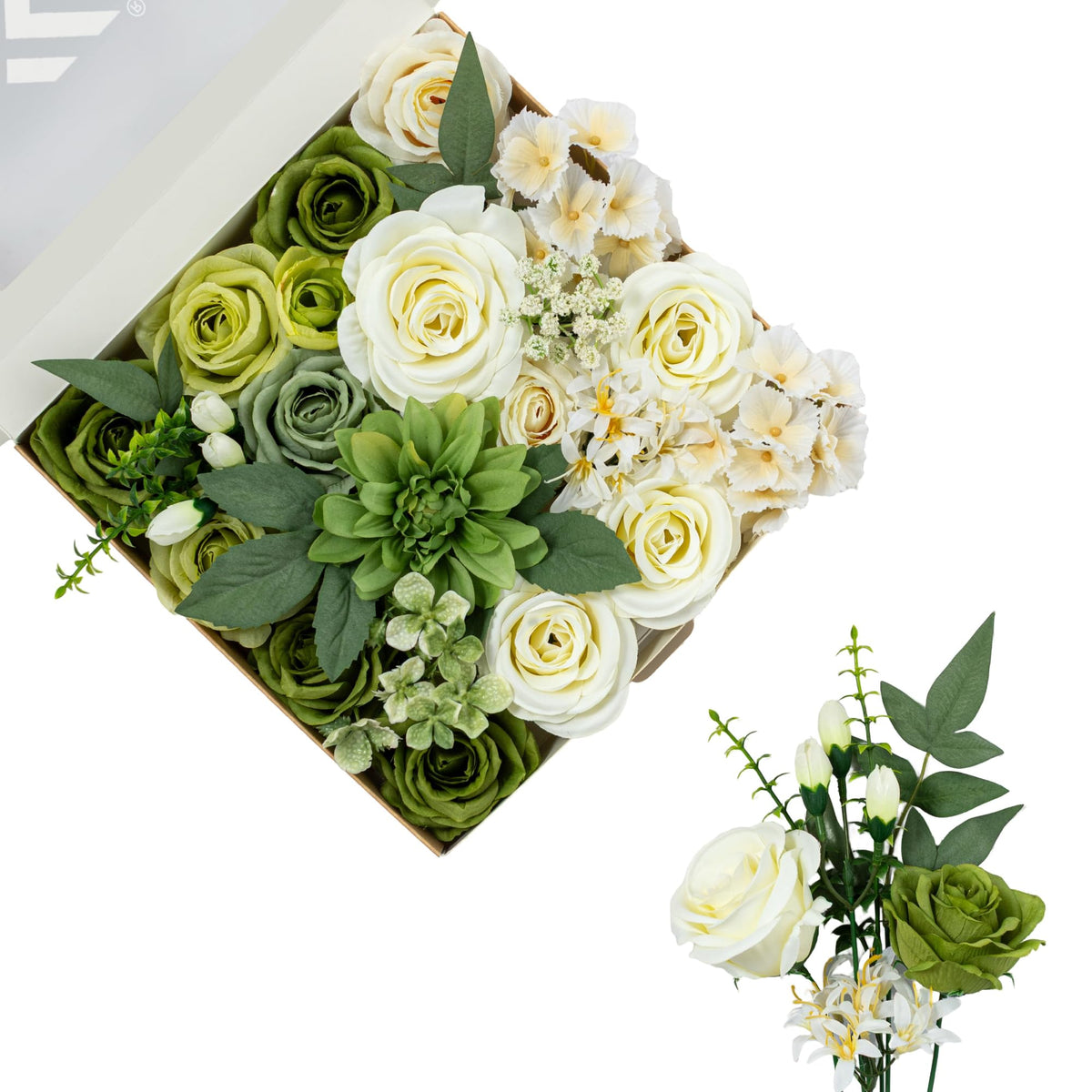 Artificial Flowers DIY Bouquet Combo Faux Rose for Home Decor | Blue White Yellow Fake Dahlia Daisy Hydrangea for Vase, Floral Arrangement, Centerpieces, Wedding Arches, Party Décor