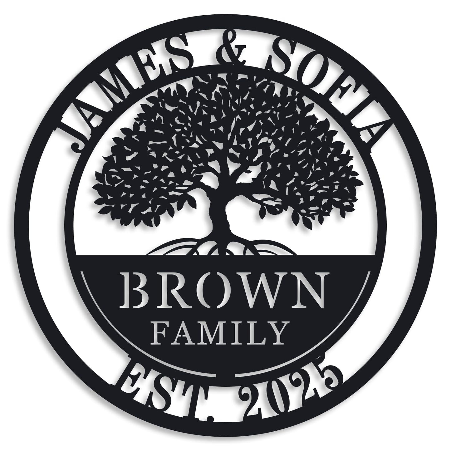 Personalized Tree of Life Metal Sign, Custom Family Name Wall Decor with Established Year, Metal Tree Wall Art for Home, Living Room, Front Door, Housewarming